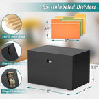 DRASTAR Index Card Holder 3x5, Wooden Index Card Organizer Box with 45 Index Card Dividers, Flashcard Notecard Holders for Home Office, Black