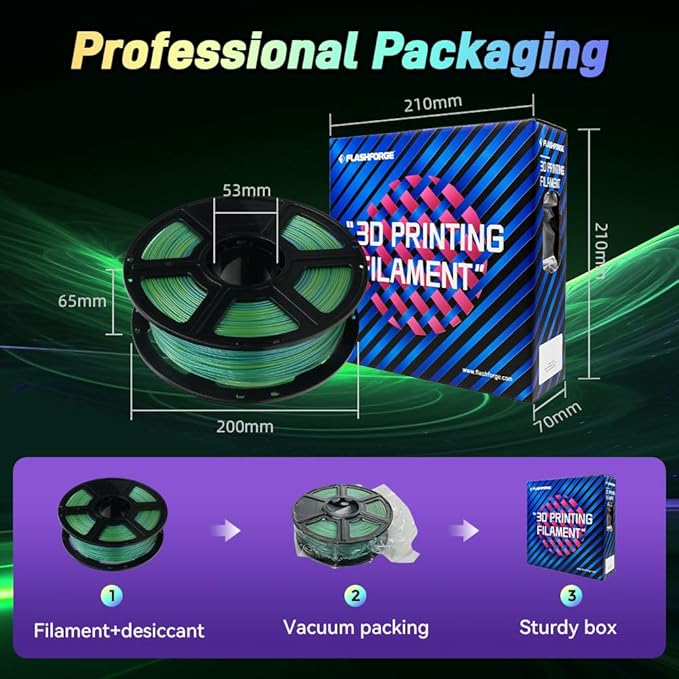 FLASHFORGE Chameleon Gradient Rapid PLA Filament Yellow & Green, High Flow Speedy Filament 1.75mm Max 500mm/s Fast Printing, Displays Shimmering Effects from Various Angles and Light