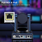 NDI Camera 20x Optical Zoom PTZ Camera with HDMI/SDI/USB3.0/POE IP HD 1080p60 for Live Streaming,Video Conferencing and Church Events, Compatible with vMix/Zoom/OBS(Full NDI Non-HX)