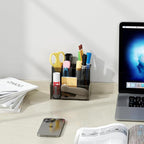 Marbrasse Acrylic Magnetic Pen Holder, Dry Erase Marker Holder, Magnetic Whiteboard Pencil Holders for Refrigerator, Locker, School and Office,Grey