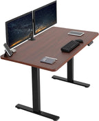 VIVO Electric 48 x 30 in Standing Desk, Memory Height Adjustment, 1B Series, One-Piece Dark Walnut Top, Black Frame, DESK-KIT-1B5D