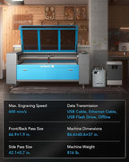 OMTech 150W CO2 Laser Engraver with LightBurn & Water Chiller, 63" x 40" Laser Engraving Cutting Machine with Autofocus Autolift 3 Way Pass Air Assist, Laser Cutter for Wood Glass Acrylic More