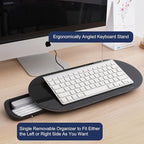 TSJ OFFICE Glass Desktop Whiteboard - 17 X 7 Inches Small Dry Erase Board with Blue Light, Glass White Board Surface Notepad with 1 Drawer, Desk Organizers for Office, Home, School Supplies (Black)