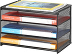 Samstar Paper Letter Tray, 3 Tier Desk File Organizer Paper Sorter Letter Shelf Rack, Mesh Made,Black ...