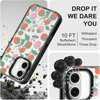MOSNOVO Case for iPhone 16 Plus, [10ft 4X Military-Grade Drop Protection] Durable & Shockproof Phone Case Cover Design for iPhone 16 Plus - Strawberry Garden - Clear Black