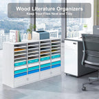 Mail Sorter Wood Literature Organizer, Student Mailbox for Classroom, Desktop Bill Paper Holder for Office Home School, 38 Compartments, White