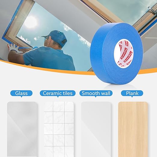 5 Rolls Painters Tape 2 Inch Wide, Blue Painters Tape Bulk 1.89In × 55Yd × 5 Rolls Blue Tape, Multi-Surface Masking Tape for Wall Painting Edge Treatment DIY Crafts, Total 275 Yards