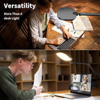 Desk Lights for Home Office, 1200 Lumen LED Desk Lamps with Clamp, Highly Eye-Caring Video Conference Light for Computer, 3 Color 10 Brightness Levels for Ideal Lighting, Remote, Memory & Timer