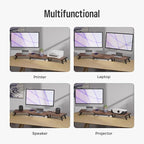 loukin Dual Monitor Stand Riser for Desk, 43.6"*8.2"*3.2" Large Computer Stand for 2 Monitors, Laptop, Printer, Length and Angle Adjustable Computer Shelf, Home Office,Max 43.6" Length(Brown)