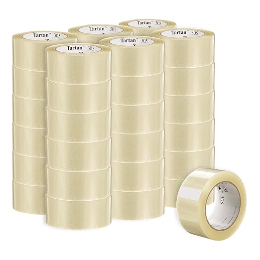 3M Tartan Box Sealing Tape 305, Clear, Light Duty, Durable, 1.88 in x 109.36 yds (48 mm x 100 m), 36 Rolls/Case