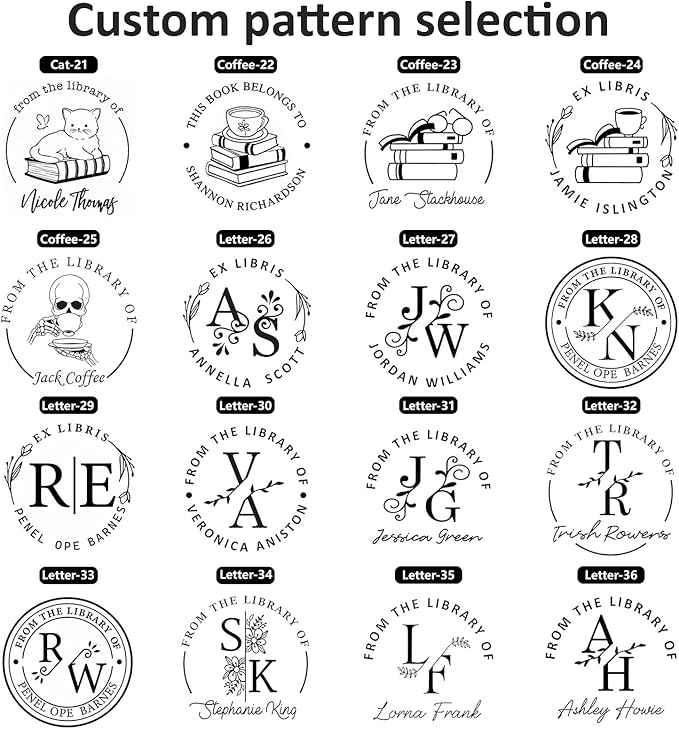 Custom Self-Inking Stamps | Personalized Book Stamp Gift for Book Lovers | 5 Ink Colors (Style07)