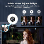 papalook 4K Autofocus Webcam with Light, UHD Web Camera with Remote Control and Dual Noise-Cancelling Mics, Plug and Play USB Webcams for PC Laptop Zoom Skype Teams Google Meet