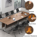 Folding Conference Table, Modern Large Conference Room Tables with Flip-Top Design, Foldable Conference Table Meeting Table with Wheels, Mobile Seminar Training Tables for Office Classroom (6, Walnut)