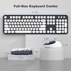 Wireless Keyboard and Mouse, Typewriter Full Size Keyboard with Number Pad and 2 in 1 USB Connected Mouse for Windows 7/8/10, Laptop, Desktop, PC, Computer (Dark-Blue)
