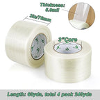 BOMEI PACK Fiber Reinforced Packing Tape 3 Inch, Heavy Duty Wide Strapping Tape, 4Rolls x 5.9Mil x 60Yds, Total 240Yds