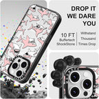 MOSNOVO Magnetic Case for iPhone 16 Pro, 10ft Military-Grade Protection, Compatible with Magsafe, Shockproof Phone Case for iPhone 16 Pro - Pink Sharks - Clear Black