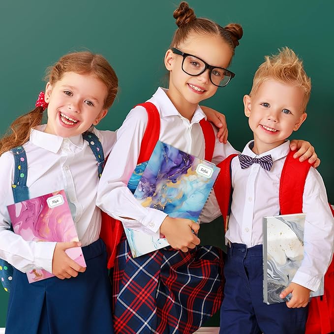 Jumbo Stretchable Book Covers 12PCS Reusable Fabric Book Cover with Label 9x11in Marble Print Protective Sleeve for Hardcover Book Textbook Cover for School Fits Most Book Sizes Up to 10x12.5in