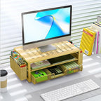 gianotter Desk Organizers and Accessories, Monitor Stand with Drawer and 2 Pen Holder, Desktop Organizer Suitable for Offices and Dormitories (Gold)