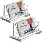 2 Packs Acrylic Business Card Holders for Desk, Horizontal Clear Business Name Card Display Stand, Desk Accessory Business Name Card Organizer (Horizontal, 1-Slot)
