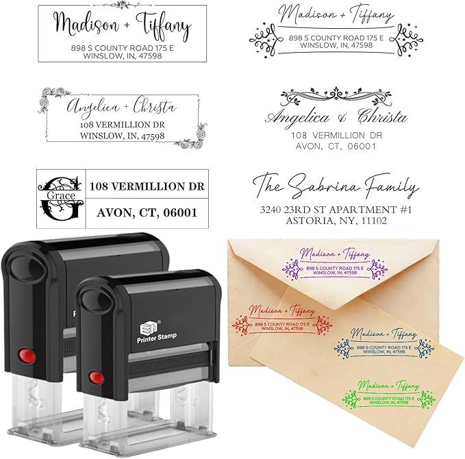 Custom Stamp Self Inking Return Address Stamp, Personalized Stamp with Text Logo | Business Logo Stamp | Address Stamp | Wedding Stamp