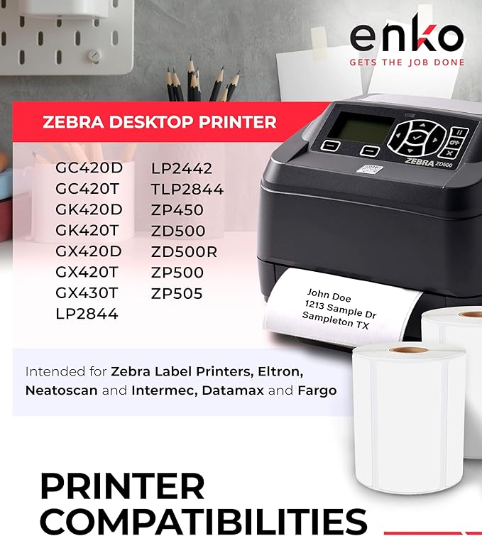 enKo 4" x 2" Labels for Zebra Desktop Printers (12 Rolls | 9,000 Labels) - Direct Thermal Address Mailing Shipping Barcode FBA Stickers FNSKU Label for Zebra and Eltron (Perforated)