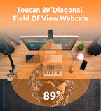 TOUCAN 1080P Webcam with Microphone,FHD Streaming Camera with 1080P/60fps,Privacy Protection Plug Play Ultra Compact Web Cam w/ 89°View for Computer/Meeting/Online Classes/Zoom/YouTube