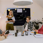 Magnetic Glass Whiteboard 48" x 36" Dry Erase Board Frameless Premium Tempered Galssboards Wall Mounted Glossy writeboard with Eraser, Marker Tray for Interactive Office, (Black)