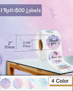 2''×2‘’ Flower Thermal Sticker Labels, Self-Adhesive 2 Inch Round Direct Thermal Labels, Multi-Purpose Sticker Label for DIY Logo Design,Name Tag,QR Code, 500 pcs/1 Roll, Starry Sky