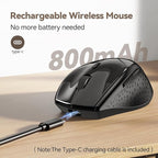 TECKNET Wireless Mouse Jiggler, USB-C Rechargeable Mouse, Silent Mouse Quiet Click, Build-in Mouse Mover, 6400 DPI Ergonomic Mouse, 2.4G Cordless Computer Mice for Mac, Laptop, Desktop, PC