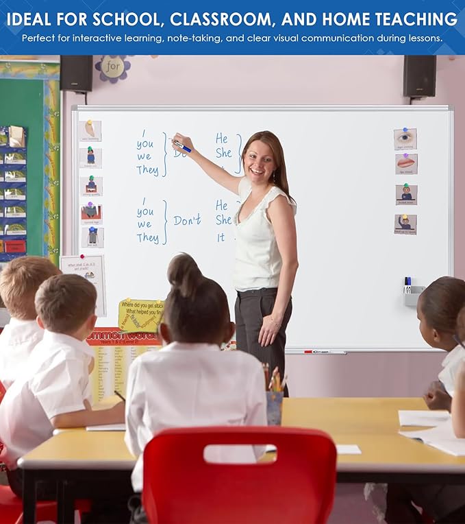 SWANCROWN 72" x 48" Dry Erase Board, Magnetic White Board for Wall, Large Marker Whiteboard with a Long Pen Tray for Class and Office