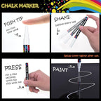 White Liquid Chalk Markers Set, Pack of 10 White Chalkboard Paint Pens with 12 Chalkboard Labels, 5 Stickers, Perfect for Chalkboards, Bistro Boards, Glass and Metal