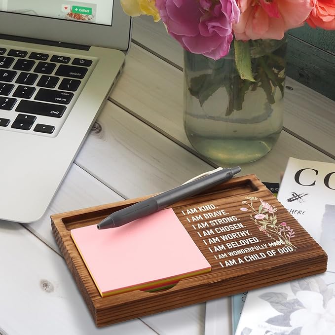 vizuzi Bible Verse Christian Decor Sticky Note Holder Gifts for Women Men Prayer Coworkers Employees Friends Inspirational Positive Scripture Desk Self-Stick Note Pad Holders ZSS44