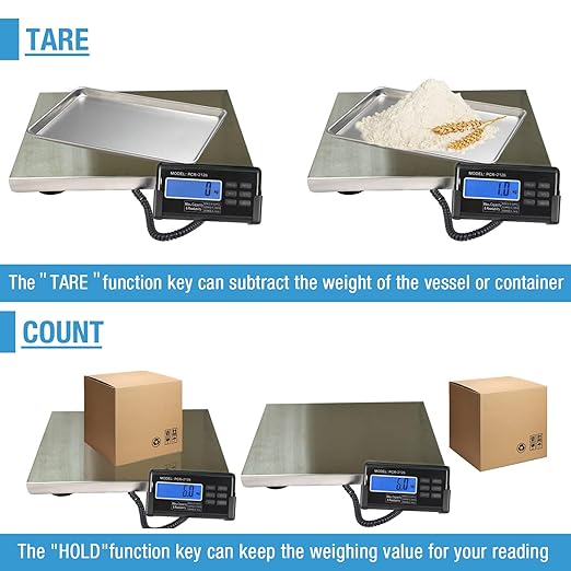 Large 440lbs Shipping Scale, 15"X 12" Platform Heavy Duty Stainless Steel Platform for Postal Industrial Floor Business Office Home Warehouse Package Luggage