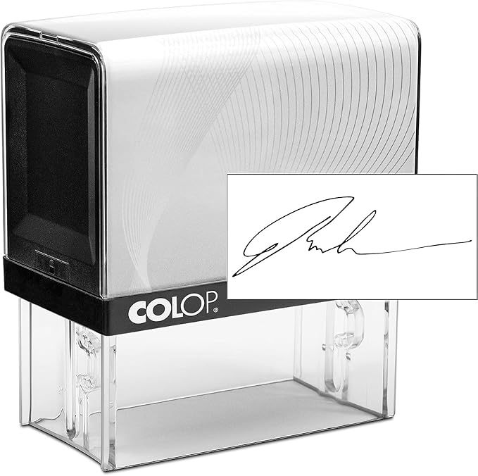 COLOP Extra Large Size Self Inking Custom Signature Stamp - Choose from 15 Ink Colors