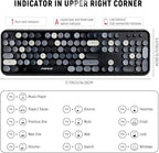 FOPETT Wireless Keyboard and Mouse Combo, 104 Keys Full-Sized 2.4 GHz Round Keycap Colorful Keyboards, USB Receiver Plug and Play, for Windows, Mac, PC, Laptop, Desktop (Grey)