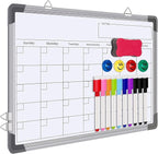 Dry Erase Calendar Whiteboard for Wall, Polegas 16" X 12" Magnetic White Board Board, Small Wall Monthly Double Sided Boards Student, Home, Office (White)