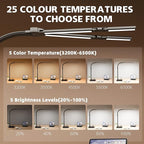 LED Desk Lamp for Home Office - 24W Bright Double Head Desk Light with Clamp Eye Caring Architect Task Light 25 Lighting Modes Adjustable Flexible Gooseneck Lamp (All Black)