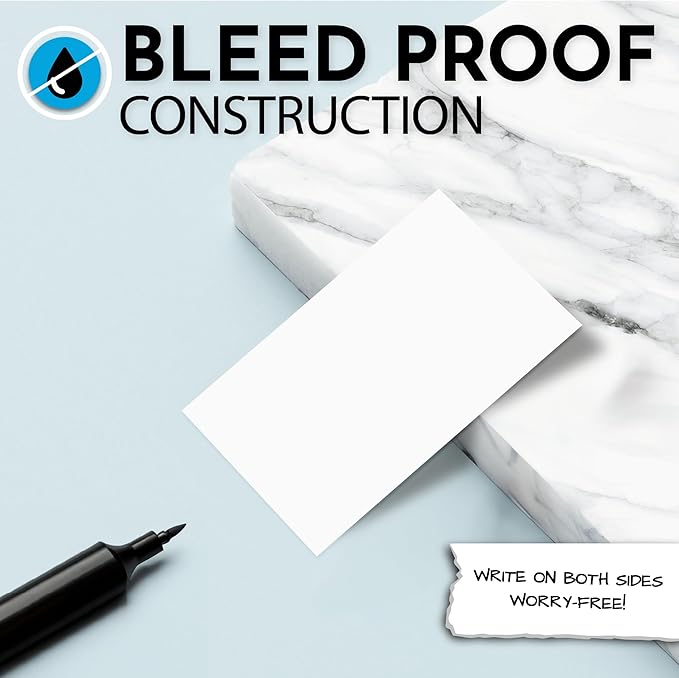 Home Advantage 2x3.5 Blank Index Cards - Our 50 Pack of Blank Note Cards Use Heavy Duty Cardstock to Make Them Bleed Proof - These Plain Index Cards Make Great Blank Business Cards & Blank Flashcards