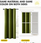 MIULEE Light Olive Green Blackout Curtains for Bedroom Living Room 90 Inches Long 2 panels, Thermal Insulated Room Darkening Drapes Grommet Top Noise Reducing Light Blocking Window Curtains 40x90 Inch