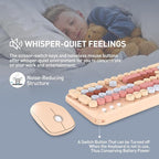 Wireless Keyboard and Mouse Combo, 2.4 GHz Wireless Full-Sized Typewriter Keyboard Mouse for Windows, Computer, Desktop, PC, Laptop (MilkTea)