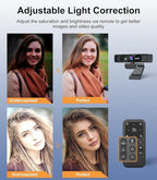 Spedal 4K UHD Webcam with Built-in AI Noise Reduction Dual Microphones,120° Wide Angle Zoomable Webcam with Remote and Software Control for Conferencing/Streaming/Online Teaching/Video Calling