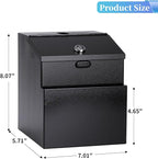Suggestion Box with Slot and Lock Metal Wall Mounted Donation Box with 4 Keys
