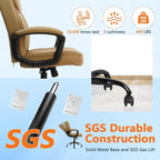 CLATINA Brown Office Computer Chair PU Leather Executive Swivel Adjustable Height Chairs with Upholstery Fixed armrest Mid-Back Leather Thick Cushion Office Chair Brown 4Pack