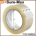 Sure-Max Premium Carton Packing Tape 1.8 mil 330 Feet (110 Yards) - Clear - 4 Cases (144 Rolls Total)