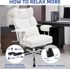 Big and Tall Office Chair 500lbs Wide Seat Executive Office Desk Chair High-Back Office Task Chair with,Ergonomic Lumbar Support Computer Office Chairs for Heavy People(White)