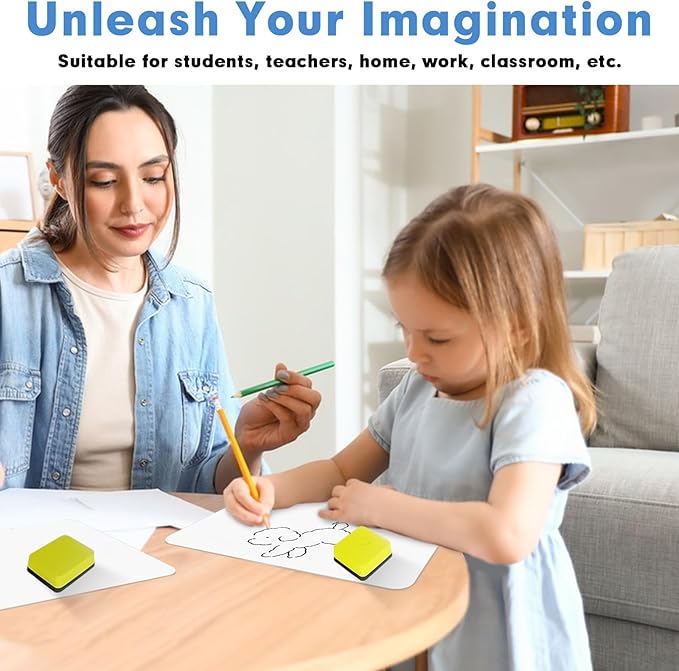 Dry Erase Lapboards, HERKKA 12 Pack Double Sided Small Dry Erase Whiteboards 9 x 12.5 Inch with 12 Erasers, Small Dry Erase Boards for Classroom Teacher Supplies, Personal White Boards for Students