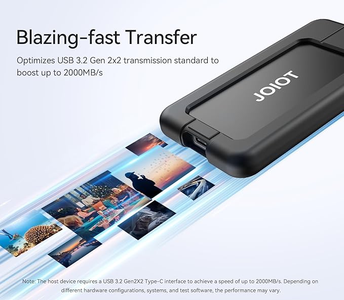 512G Portable SSD Up to 2000MB/s USB-C USB 3.2 Gen 2x2 External SSD with Protective Case Shockproof Type-C External Solid State Drive