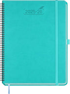 BEZEND Planner 2025-2026 Weekly and Monthly, 8.5" x 11" Academic Calendar (Jul 25-Dec 26) Vertical Daily Appointment with Hourly Timeslot & Monthly Tab, Spiral, PU Leather Softcover - Turquoise