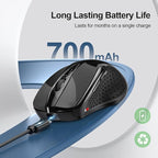 TECKNET Wireless Mouse (BT5.0/3.0 & 2.4G) Rechargeable 4800 DPI Silent USB A & Bluetooth Mouse 6 Buttons, Wide Compatibility - Black