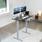 VIVO Electric 43 x 24 in Standing Desk, Memory Height Adjustment, 1B Series, One-Piece Black Top, Gray Frame, DESK-KIT-1G4B